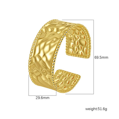 Gold Hammered Cobblestone Cuff Bangle