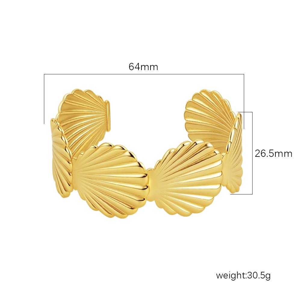 Gold Scallop Shell Link Cuff Bangle