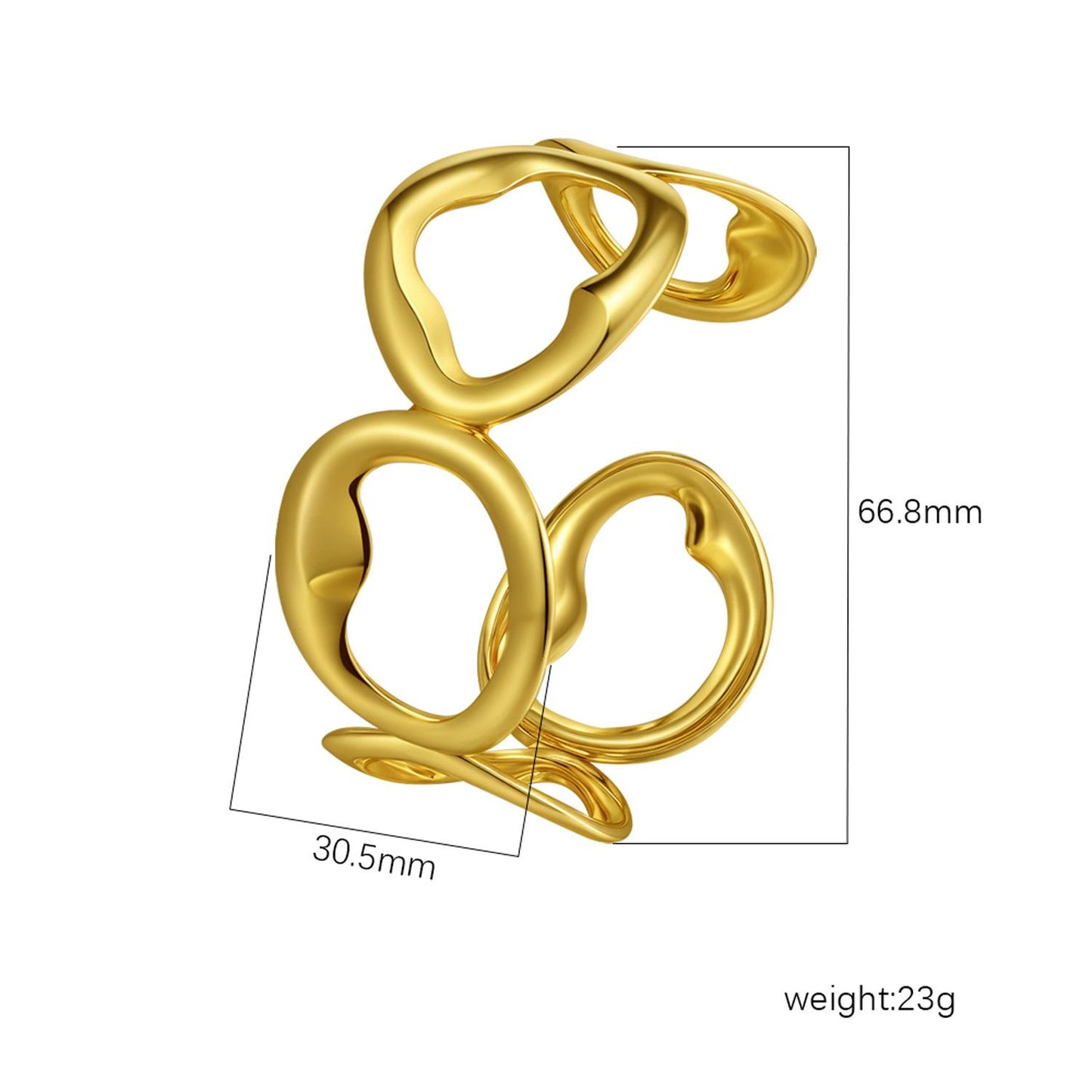 Gold Abstract Loop Chain Cuff Bangle