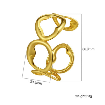 Gold Abstract Loop Chain Cuff Bangle