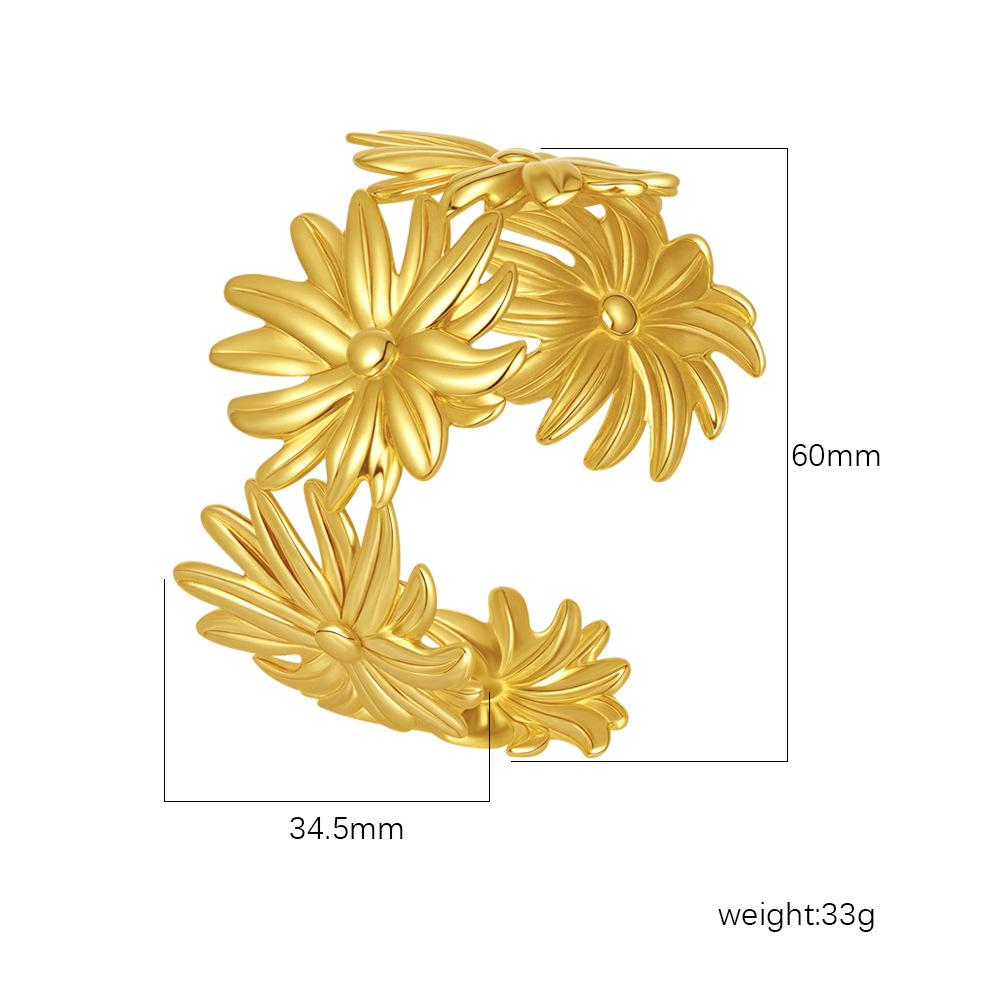 Gold Daisy Chain Open Cuff Bangle