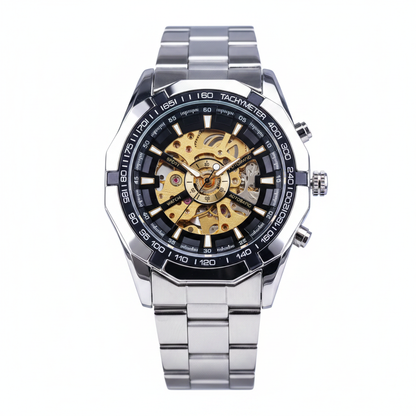 FORSINING Skeleton Sport Watch – White Background Straight