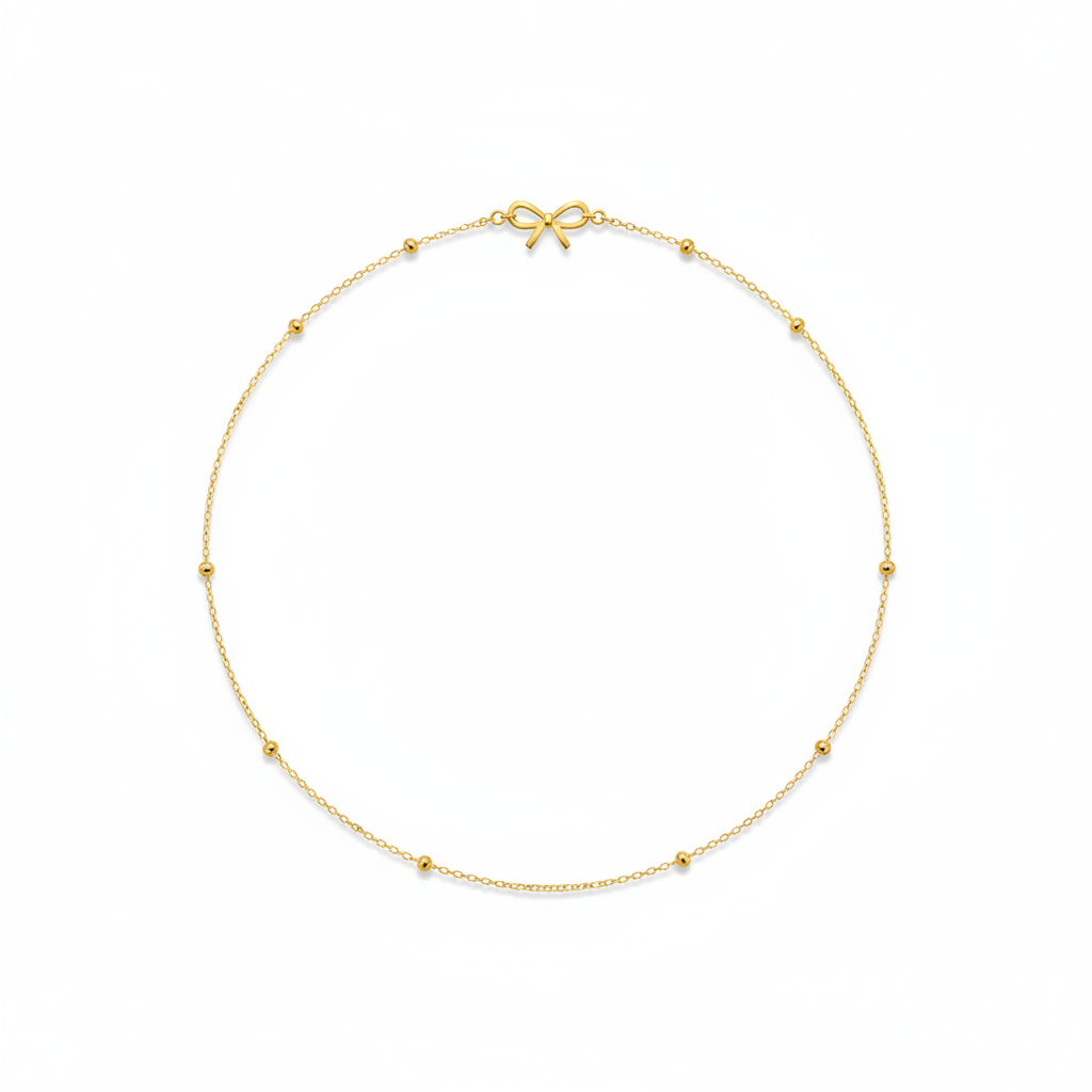 Gold Bow Charm Satellite Belly Chain – Luxury Product Photography