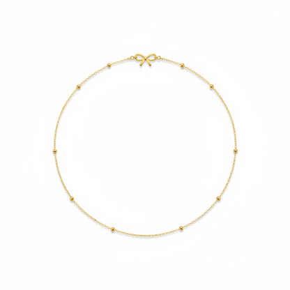Gold Bow Charm Satellite Belly Chain – Luxury Product Photography