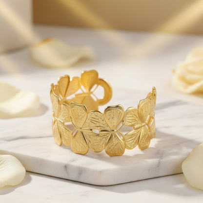 Gold Butterfly Wing Cuff Bangle