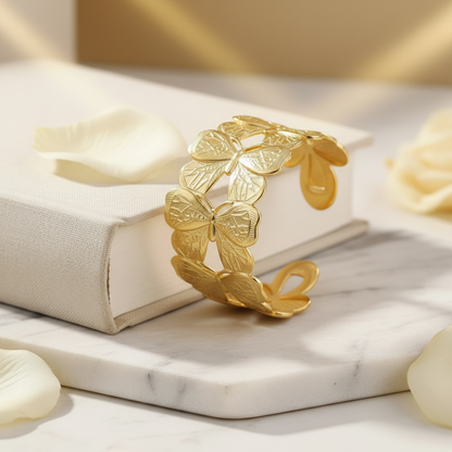 Gold Butterfly Wing Cuff Bangle