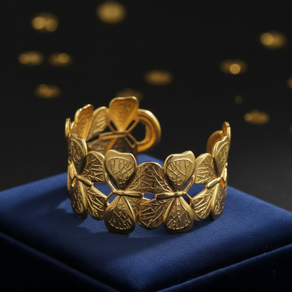 Gold Butterfly Wing Cuff Bangle