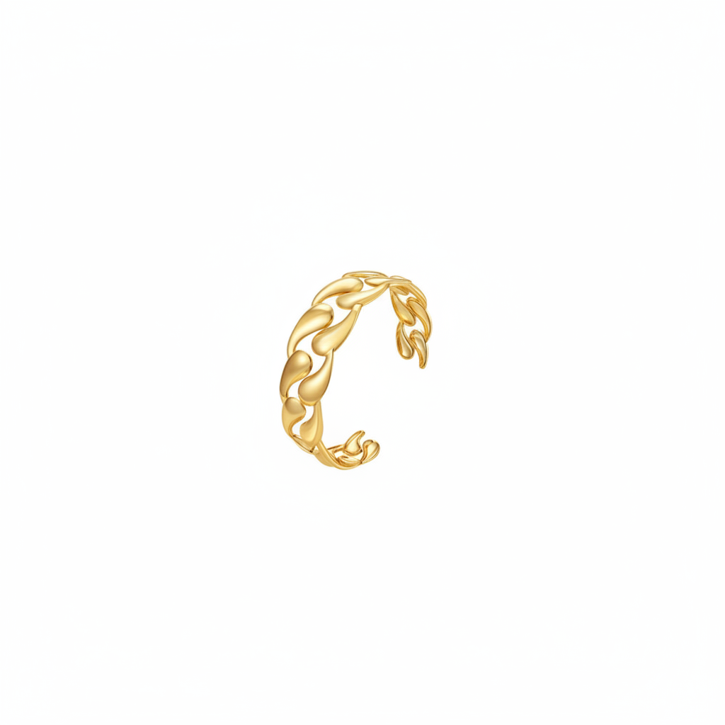 Gold Curb Chain Link Open Cuff Bangle – Clean