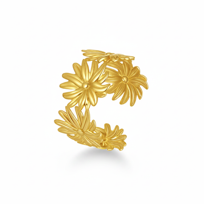 Gold Daisy Chain Open Cuff Bangle – Clean