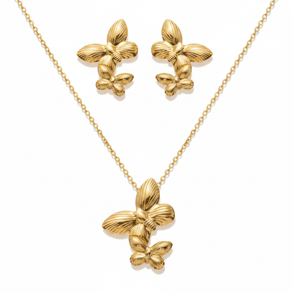 Gold Double Butterfly Set - Premium White Background
