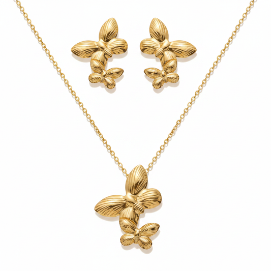 Gold Double Butterfly Set - Premium White Background