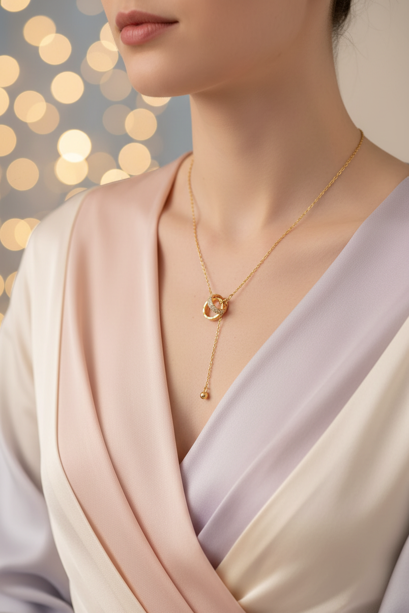 Gold Double Ring Necklace – Fashion Lifestyle