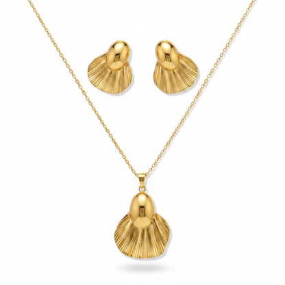 Gold Fan Shell & Dome Set - Premium White Background