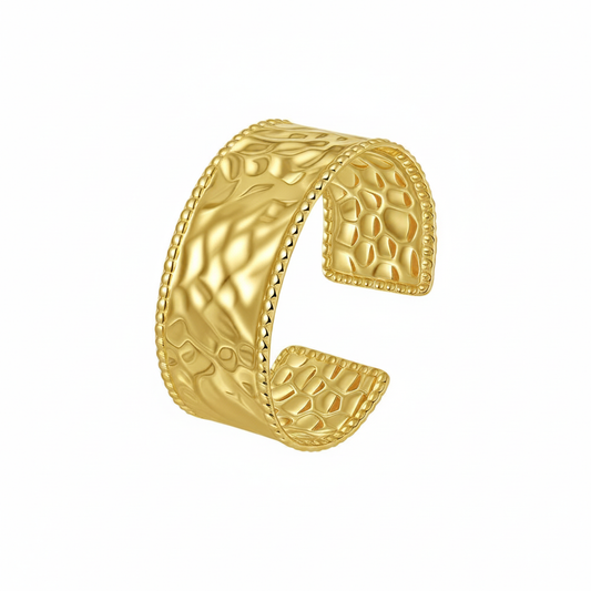Gold Hammered Cobblestone Cuff Bangle – Clean