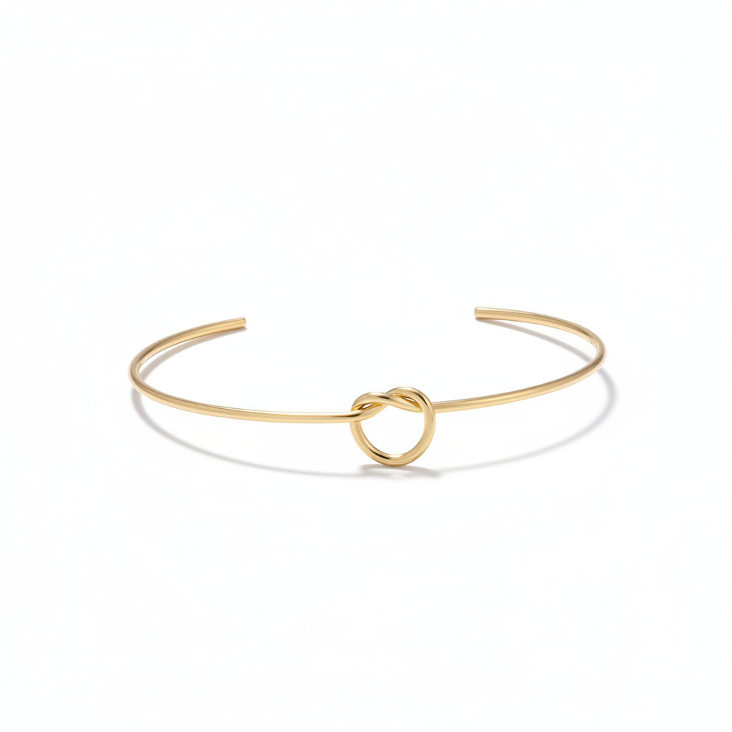 Gold Knot Cuff Bangle – White Background