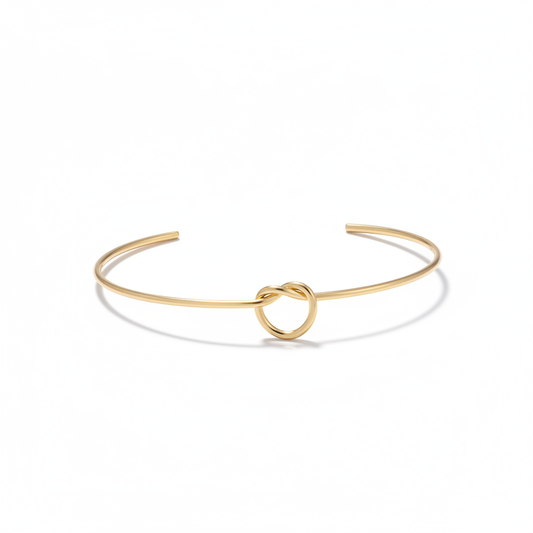 Gold Knot Cuff Bangle – White Background