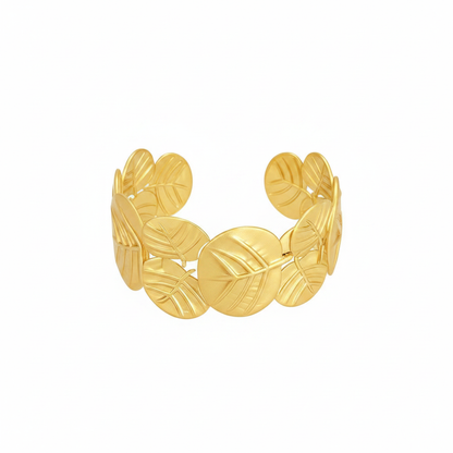 Gold Leaf Link Open Cuff Bangle – Clean