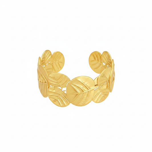 Gold Leaf Link Open Cuff Bangle – Clean