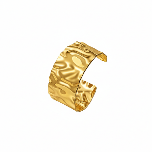 Gold Molten Ripple Wide Cuff Bangle – Clean