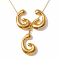 Gold Puffy Wave Swirl Set - Premium White Background