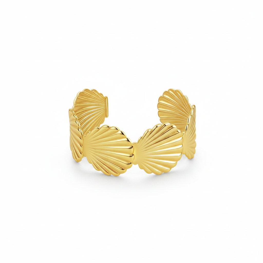 Gold Scallop Shell Link Cuff Bangle – Clean
