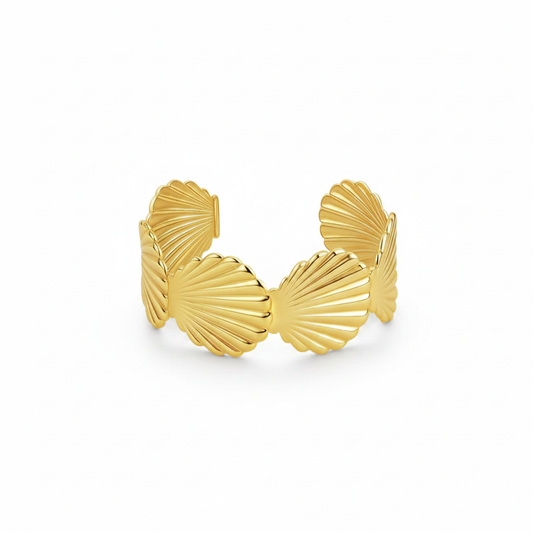 Gold Scallop Shell Link Cuff Bangle – Clean