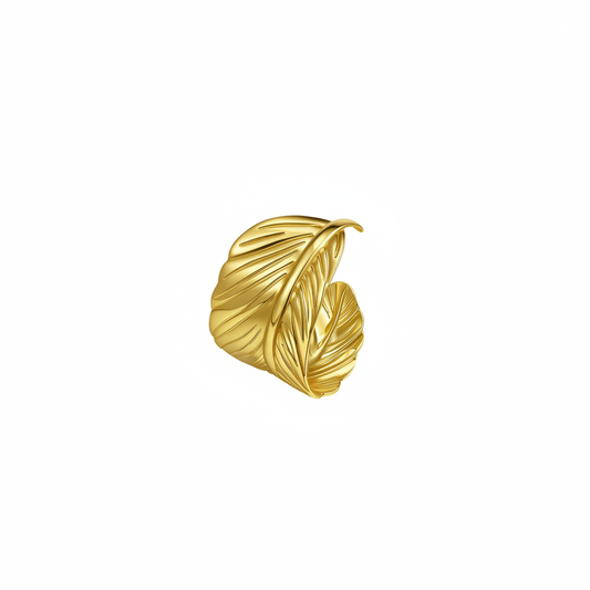 Gold Sculptural Leaf Wrap Cuff Bangle – Clean