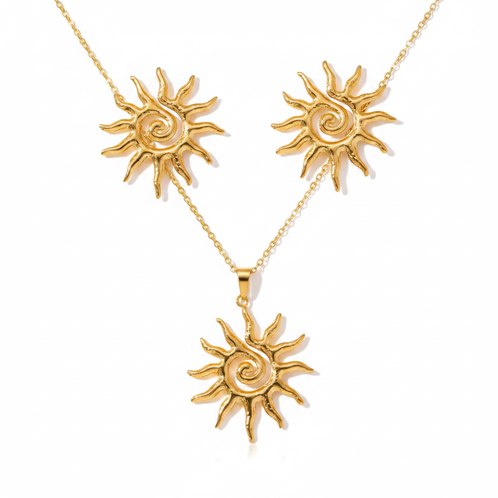 Gold Spiral Sun Set - Premium White Background