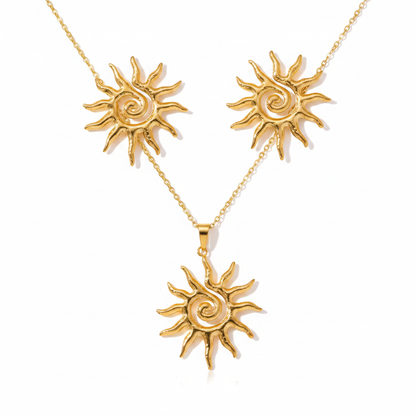 Gold Spiral Sun Set - Premium White Background