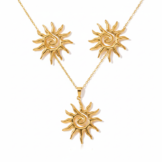 Gold Spiral Sun Set - Premium White Background