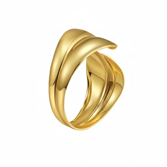 Gold Triple Dome Wave Cuff Bangle – Clean