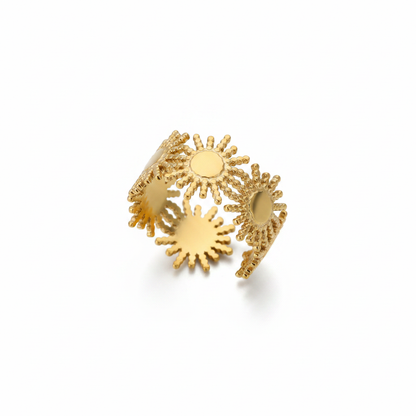 Gold Triple Sun Ring – Pure White Background