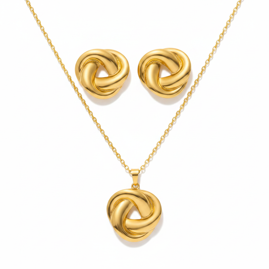 Gold Twisted Knot Set - Premium White Background