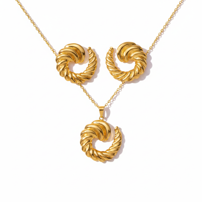 Gold Twisted Swirl Croissant Set - Premium White Background