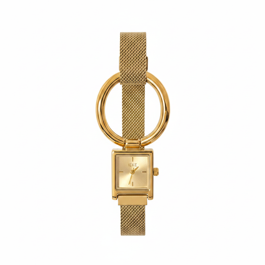 IEKE Gold Ring Watch – White Background