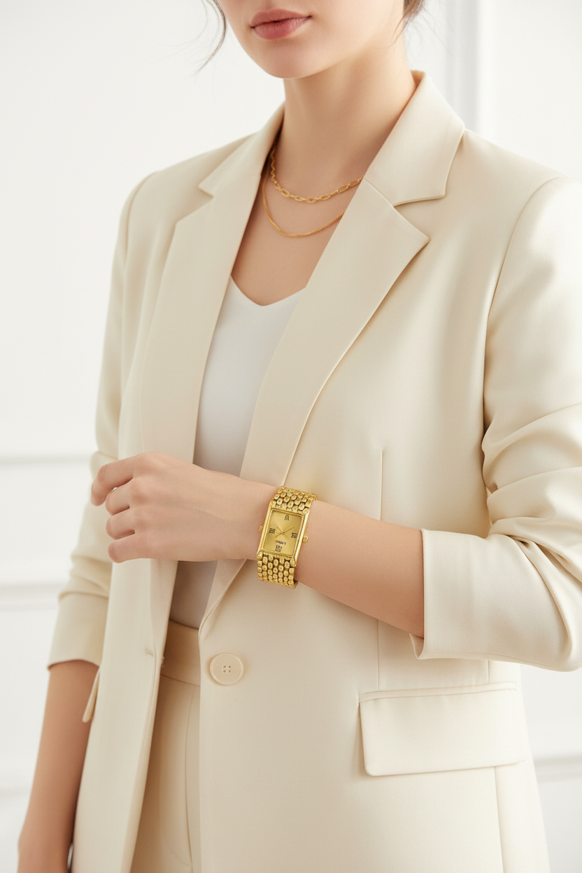 LIGE Gold Watch Fashion Lifestyle