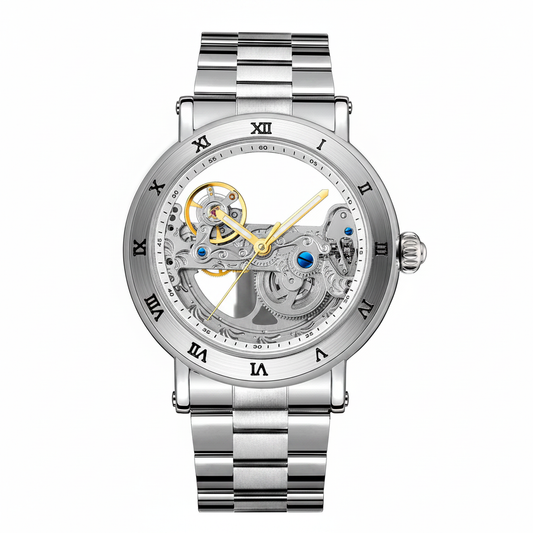 Men's Skeleton Mechanical Watch – No Logo