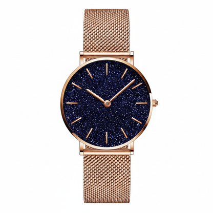 Rose Gold Starry Dial Watch – No Logo
