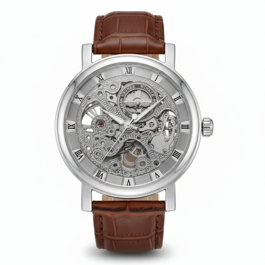 Silver Skeleton Watch